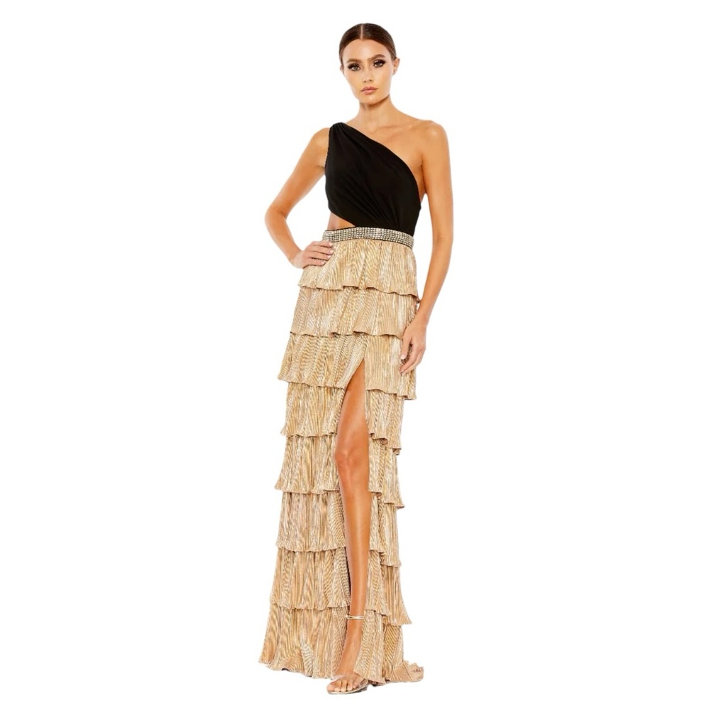 Ieena for Mac Duggal Tiered One Shoulder Gown Size 6